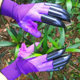 Garden Gloves With Claws - 8 Fingertips - Purple/Black